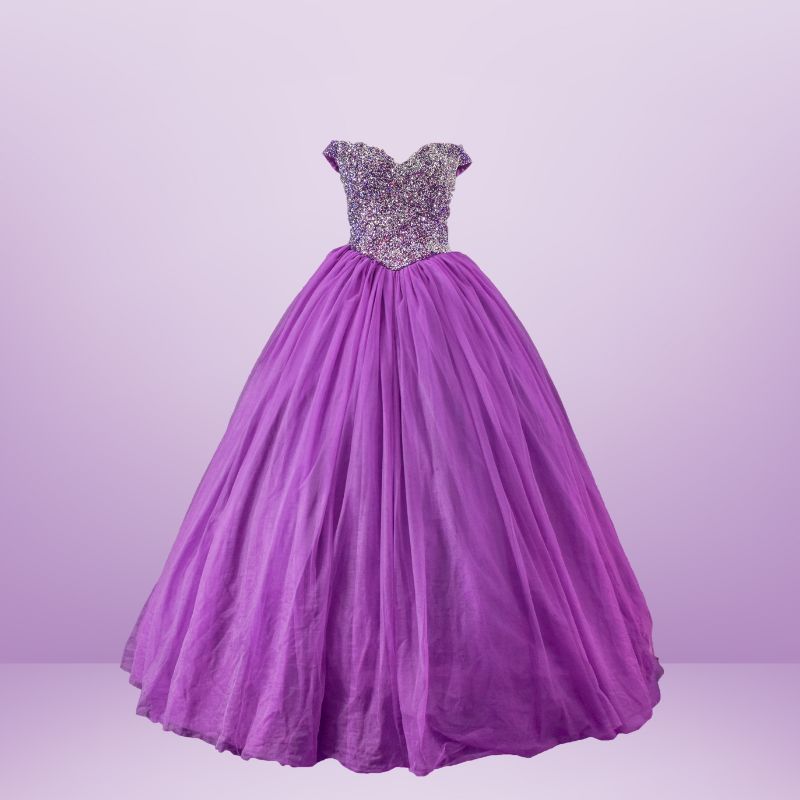 Peach Puffy Party Dress