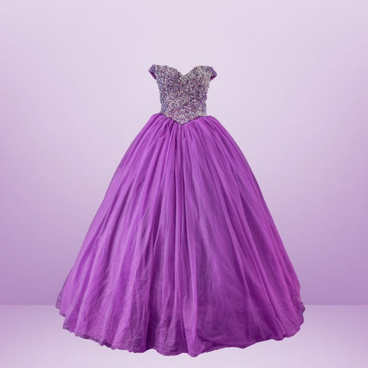 Peach Puffy Party Dress