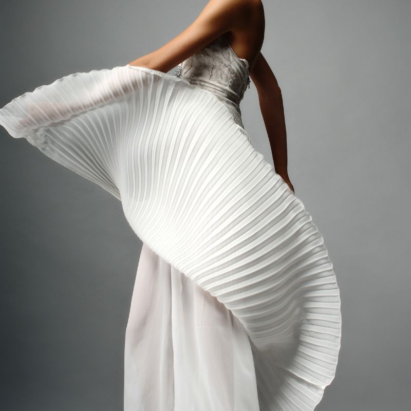 Elegant cream gown with net and pearls